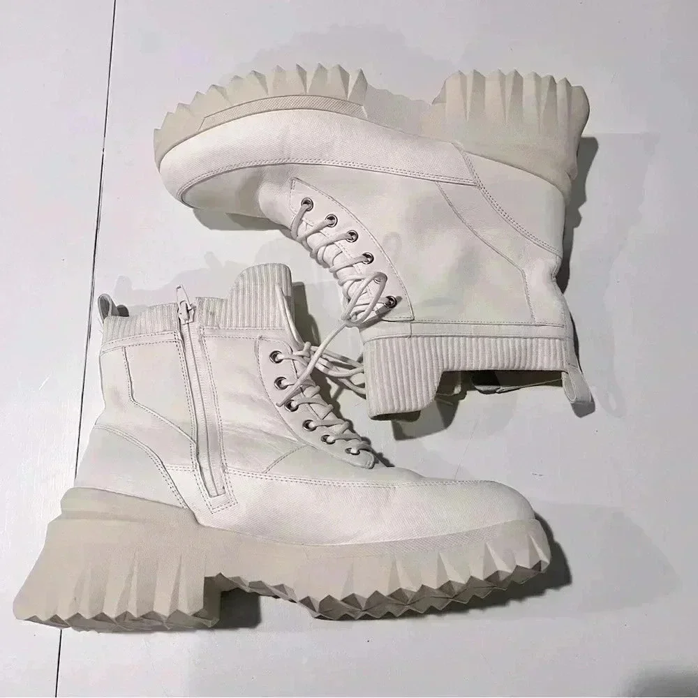 Nurture Whitney Water Resistant Leather Lace-Up Lug Sole Platform Boots‎